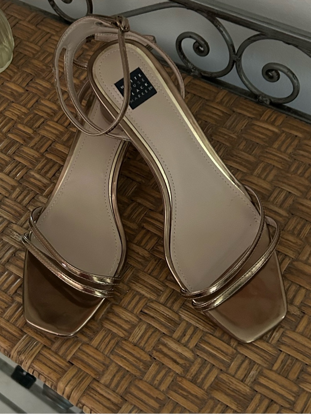 White House Black Market Metallic Gold Strappy Heeled Sandals